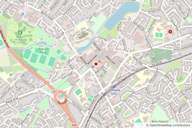 Map showing where The Repair Lab is, in Lichfield